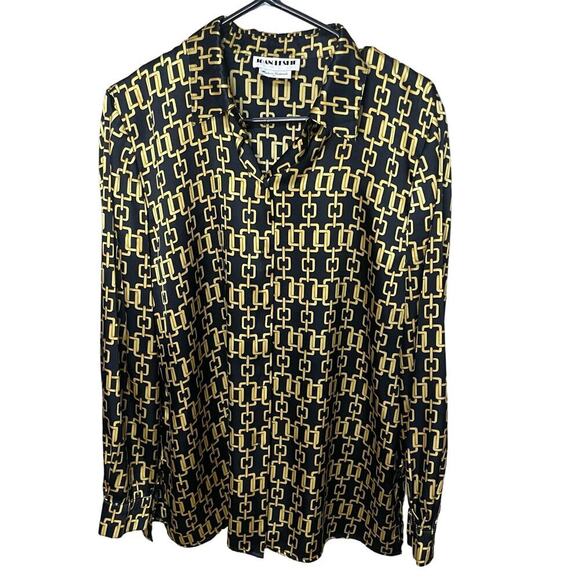 Vintage Joan Leslie Gold & Black Chainlink Blouse - Picture 1 of 6
